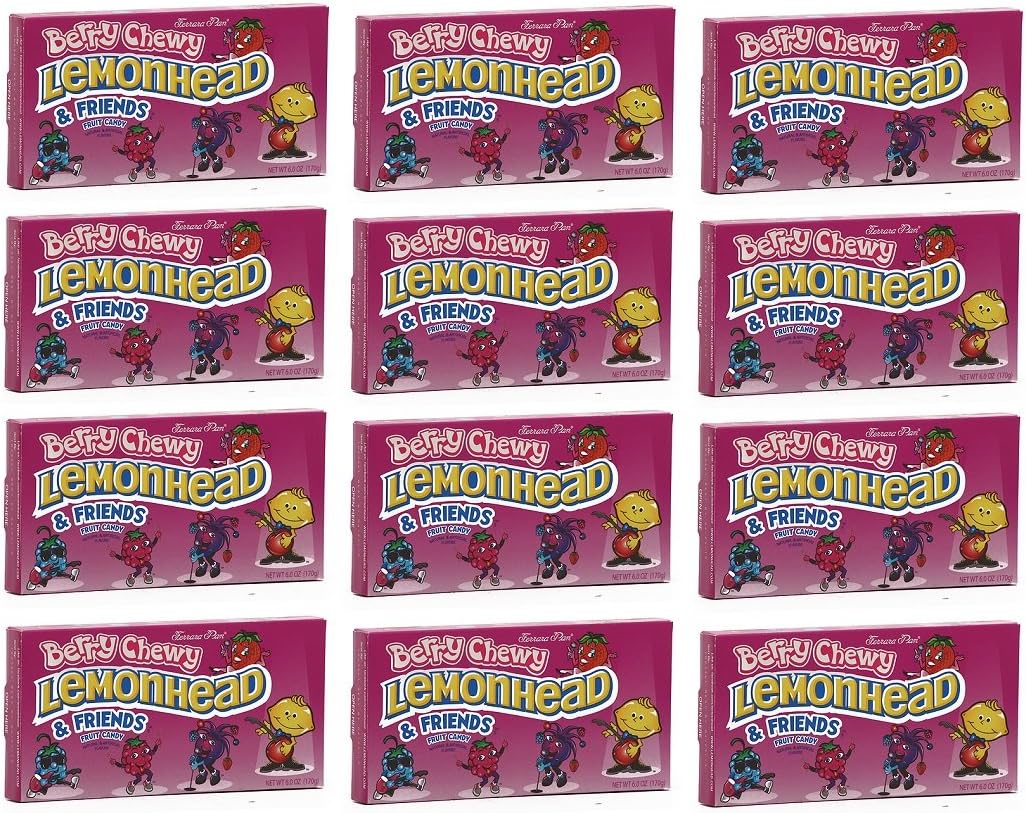 Berry Chewy Lemonhead & Friends Fruit Candy Theater Box: 12 Packs of 6 Oz - Tj11