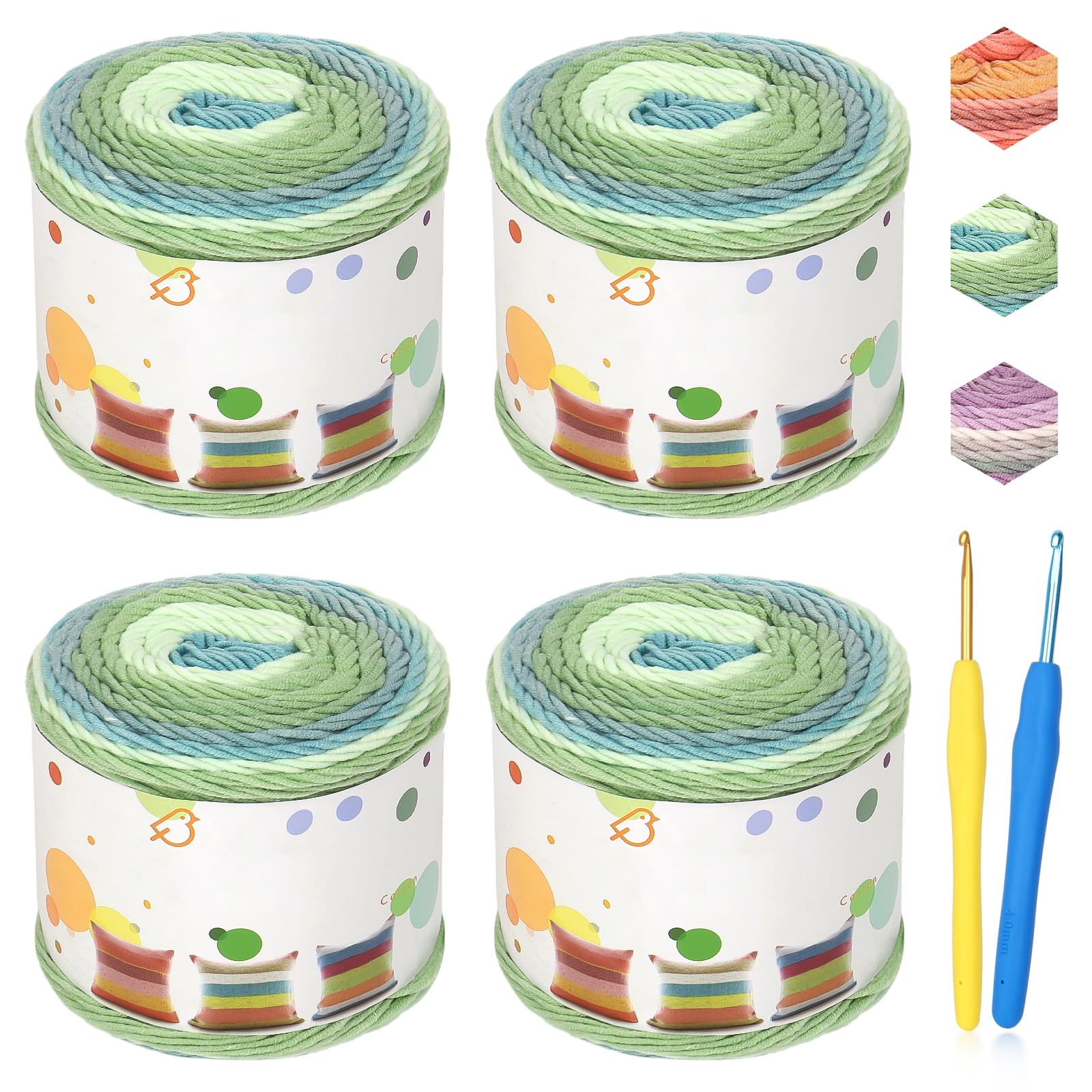 Katech Gradient Cake Yarn for Crocheting and Knitting - Ombre Yarn with Vibrant Colors, Soft Cotton Yarn - Perfect for Scarves, Shawls, Blankets and