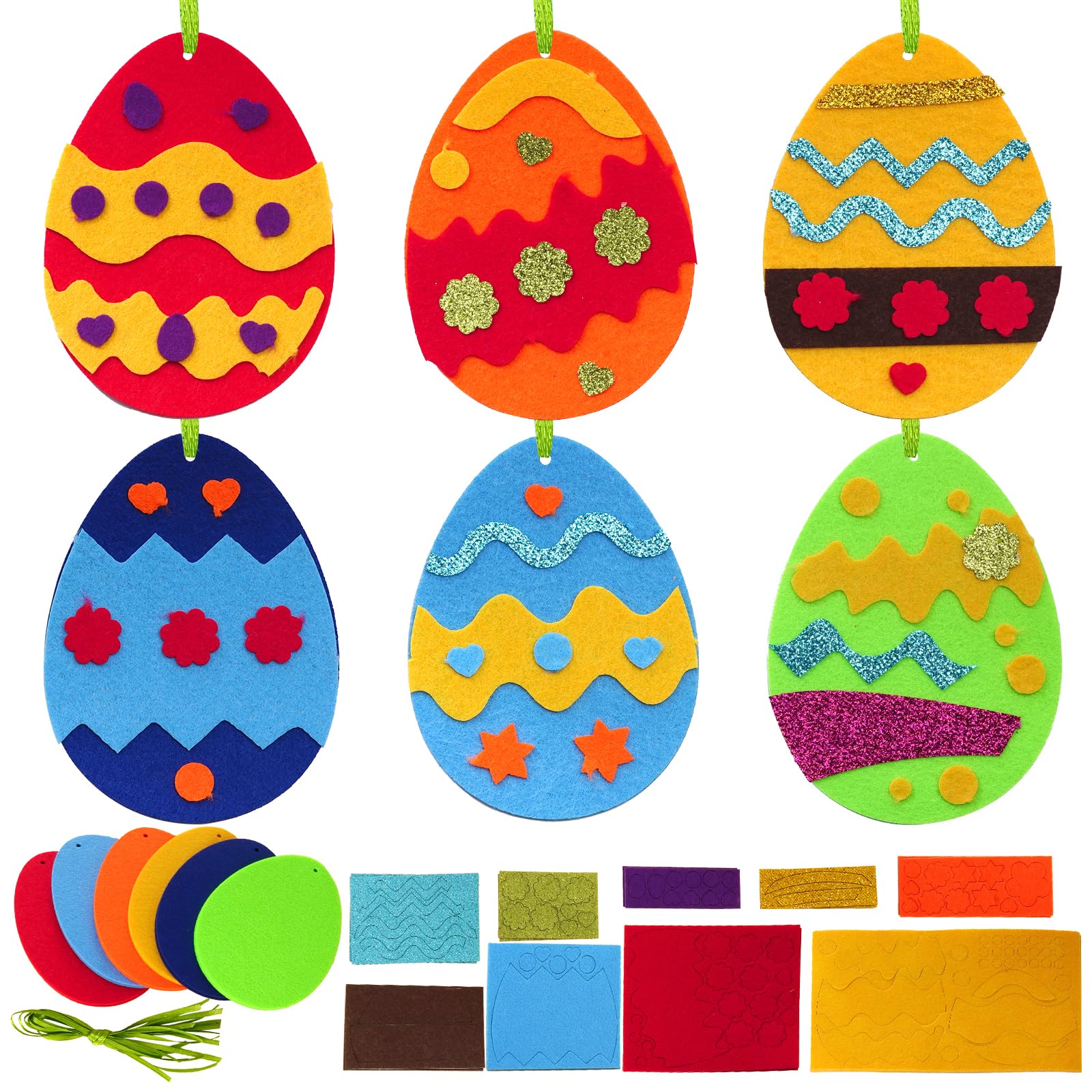 baotongle 12 Pack Easter Egg Craft Kit Make You Own Egg Foam Stickers Ornament DIY Easter Arts and Crafts for Art Activites Home Decoration