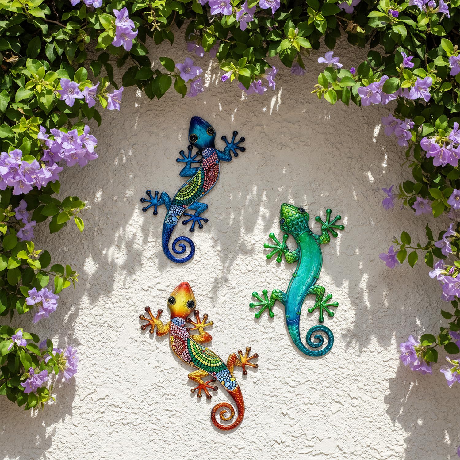 wellrun 5PCS Acrylic Gecko Wall Decor,Lizard Wall Art Hanging Ornaments,Outdoor Garden Fence Decorations for Backyard Porch Patio — view 4