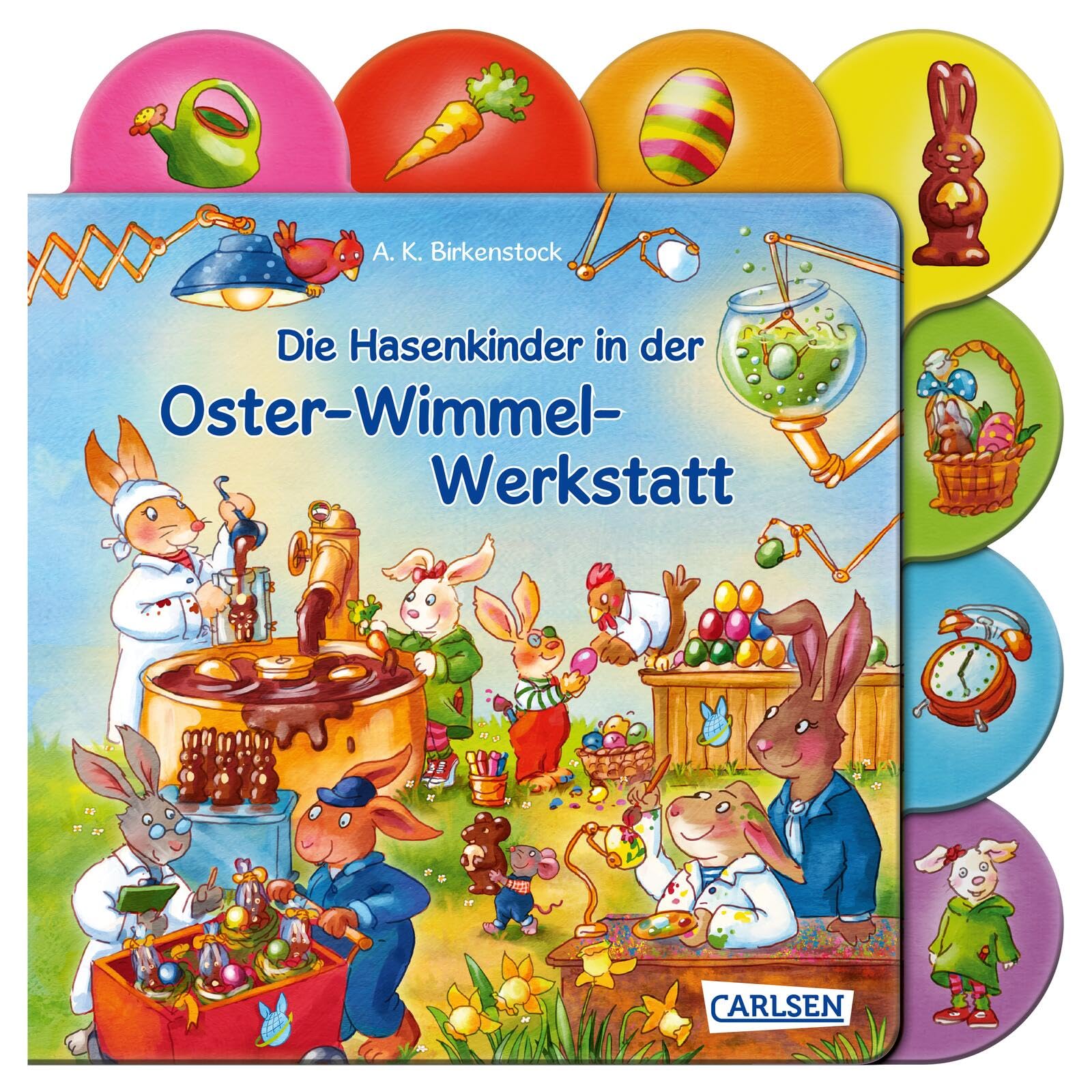 Die Hasenkinder in der Oster-Wimmel-Werkstatt: Lustige erste Osterhasengeschichte zum Suchen und Entdecken ab 2