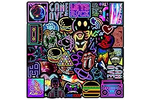 100-Piece Neon Water Bottle Sticker Pack: Colorful Cool Decals for Teens and Adults