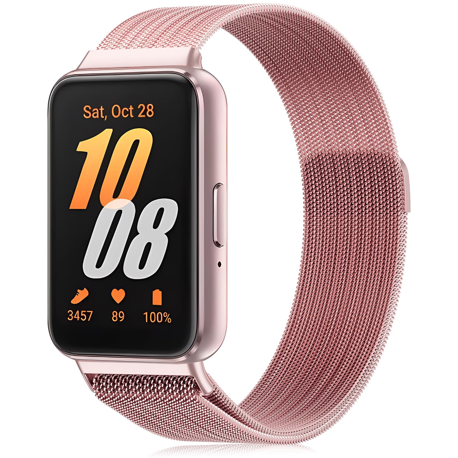 Oanux Mesh Metal Bands for Samsung Galaxy Fit 3 Watch Band,Stainless Steel Band Compatible with Samsung Galaxy Fit 3 for Women Men