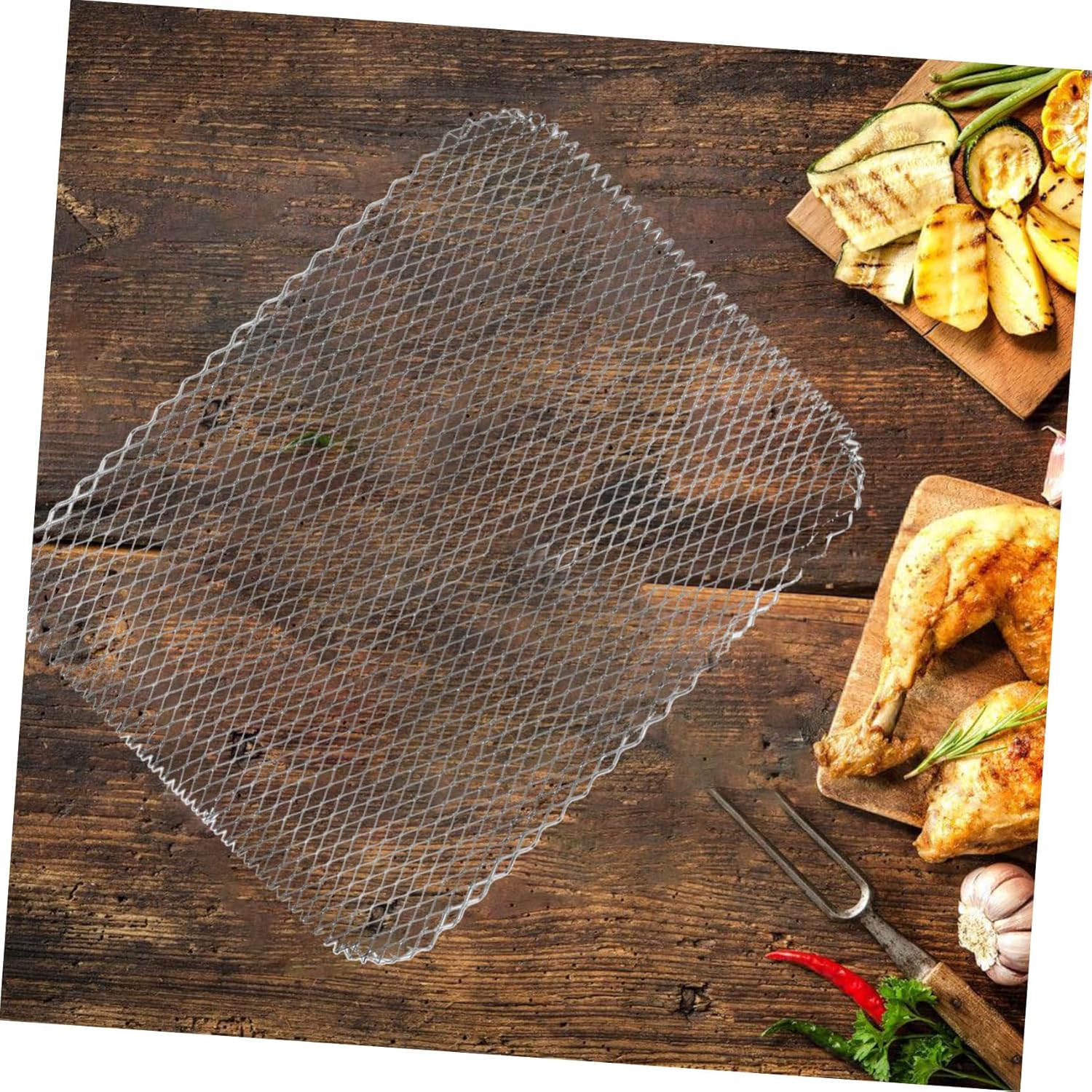 TOYANDONA 10pcs Rectangular Bbq Grill Net Disposable Grill Mesh Mat Aluminum Pans Bbq Toppers Easy to Clean Versatile for Baking