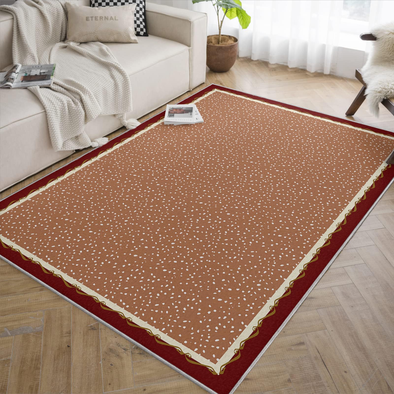 Tappeti lavabili color terracotta per soggiorno tappeti antiscivolo e antiscivolo con macchie ultra morbide per camera da letto sala da pranzo sala giochi 100x150cm
