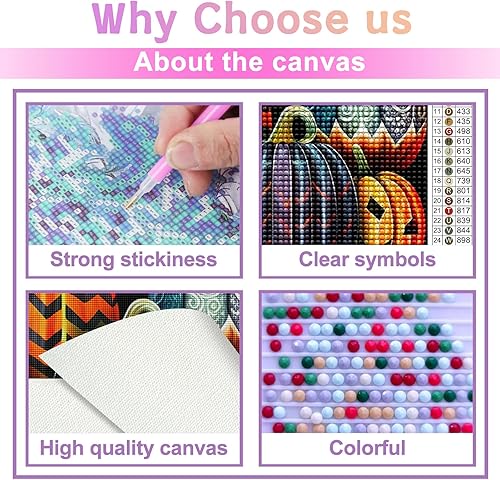 Miniatura 3 de Champi Halloween Diamond Painting Kits for Adults-Strange Pumpkin Diamond Art Kits for Adults,Gem Art Kits for Adults for Home Wall Decoration 12x16