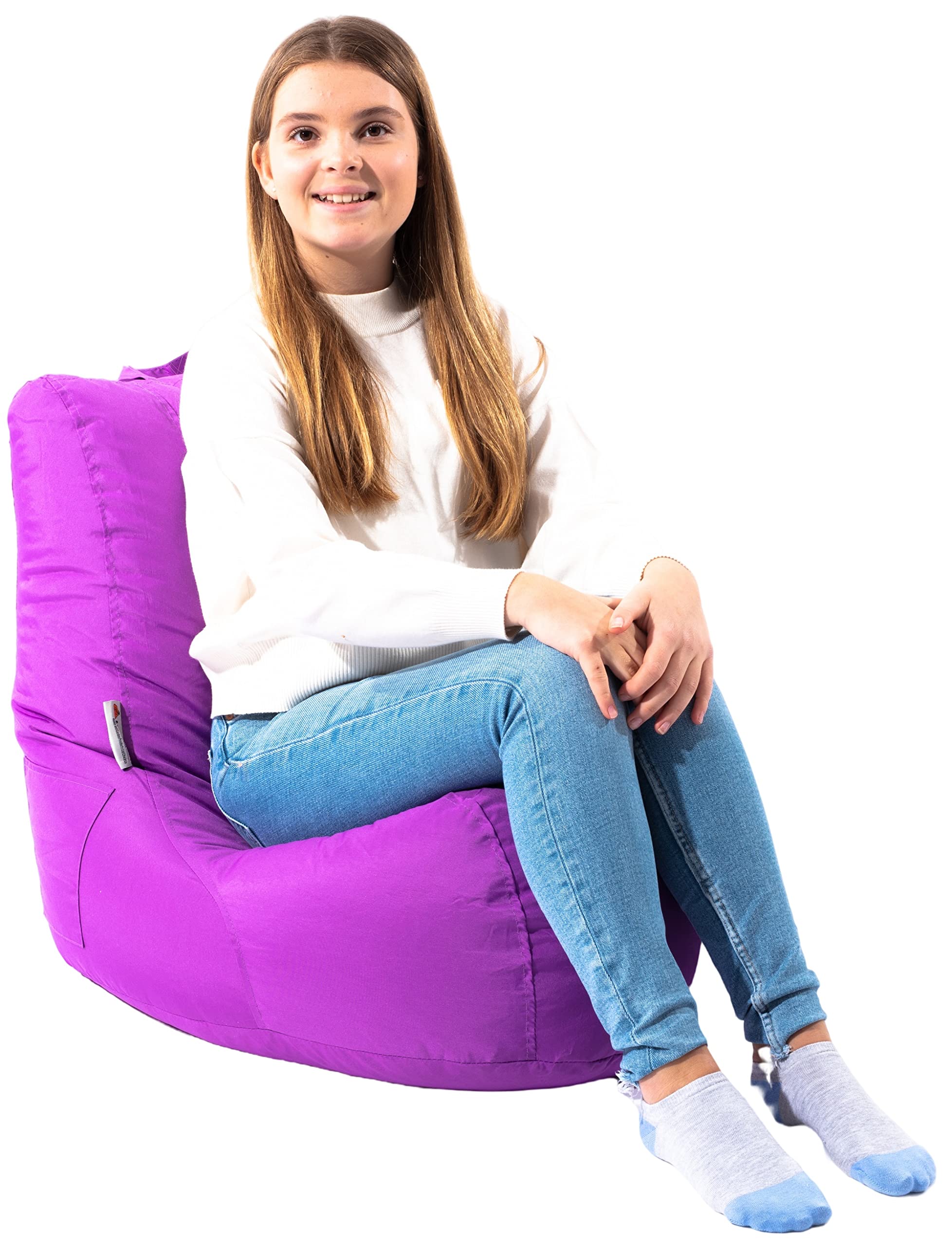 MaxiBean Bean Bag Chair Seat Indoor Or Outdoor Garden Beanbag Kids Gaming Recliner Cushion With Filling Included (Purple)