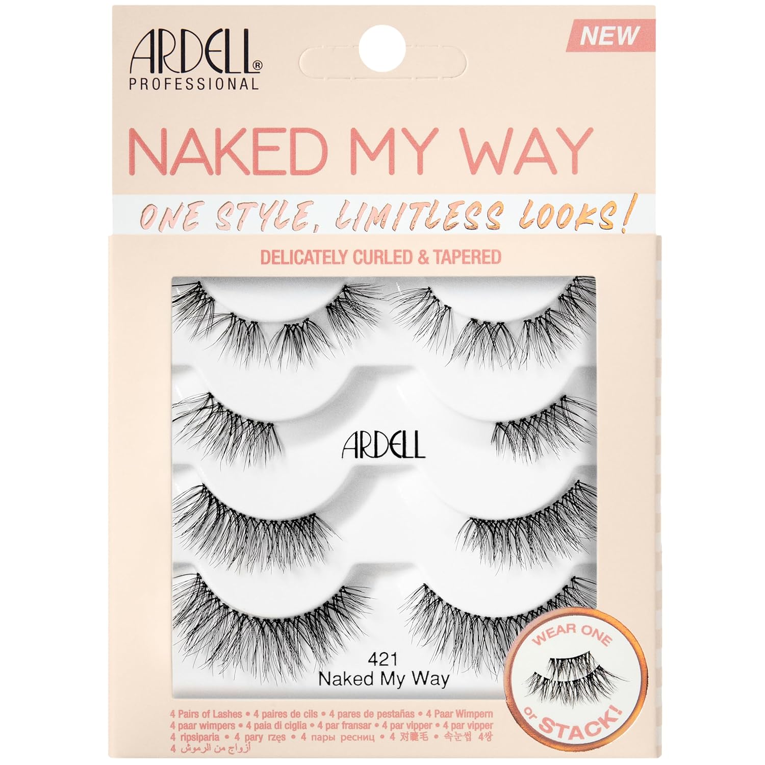 Ardell Naked Lashes 421 – Ultra-Light Natural Eyelashes with Clear Invisiband, 4 Pair
