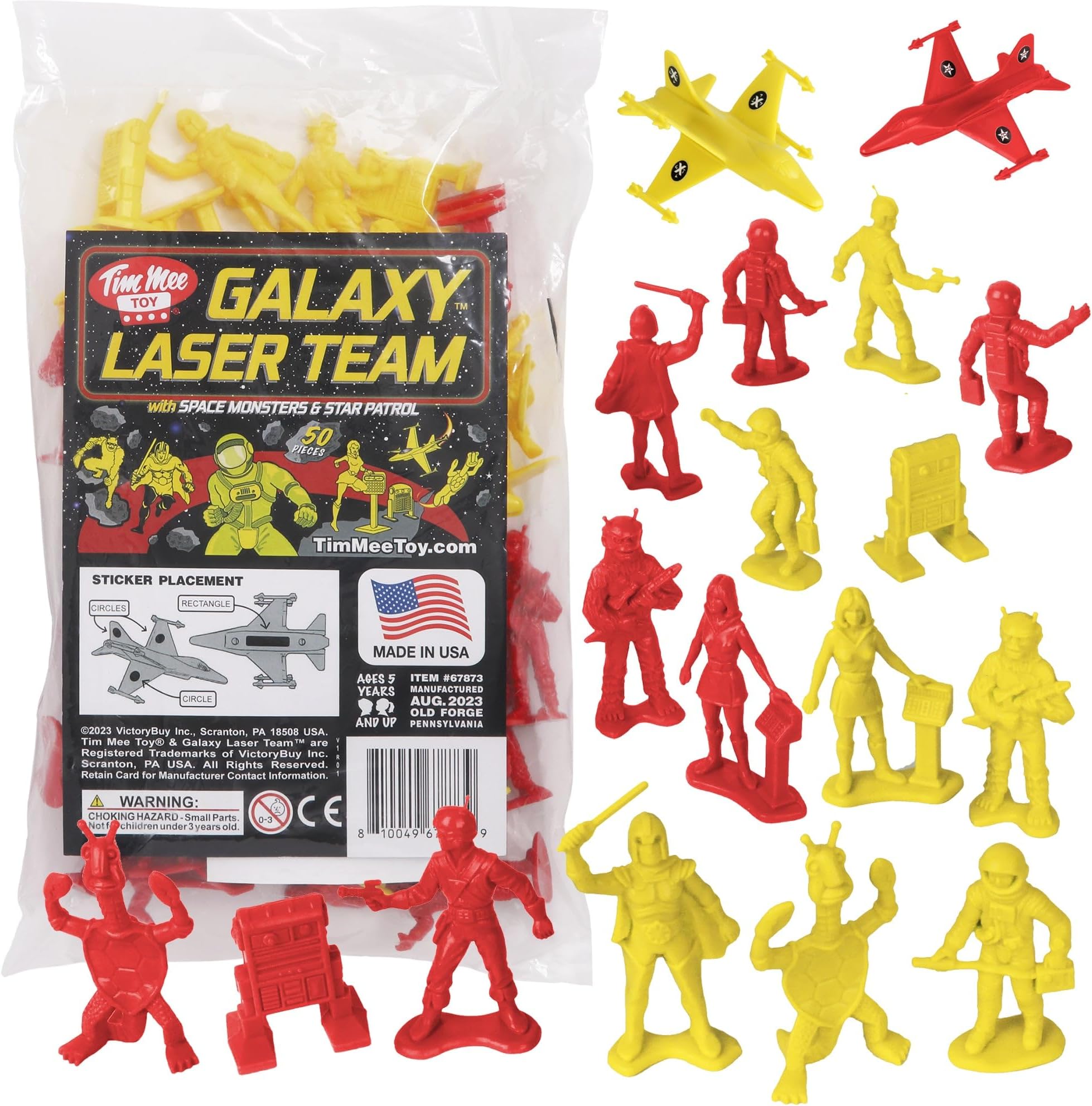 TimMee Galaxy Laser Team Space Figures - Red vs Yellow 50pc Set - Made in USA