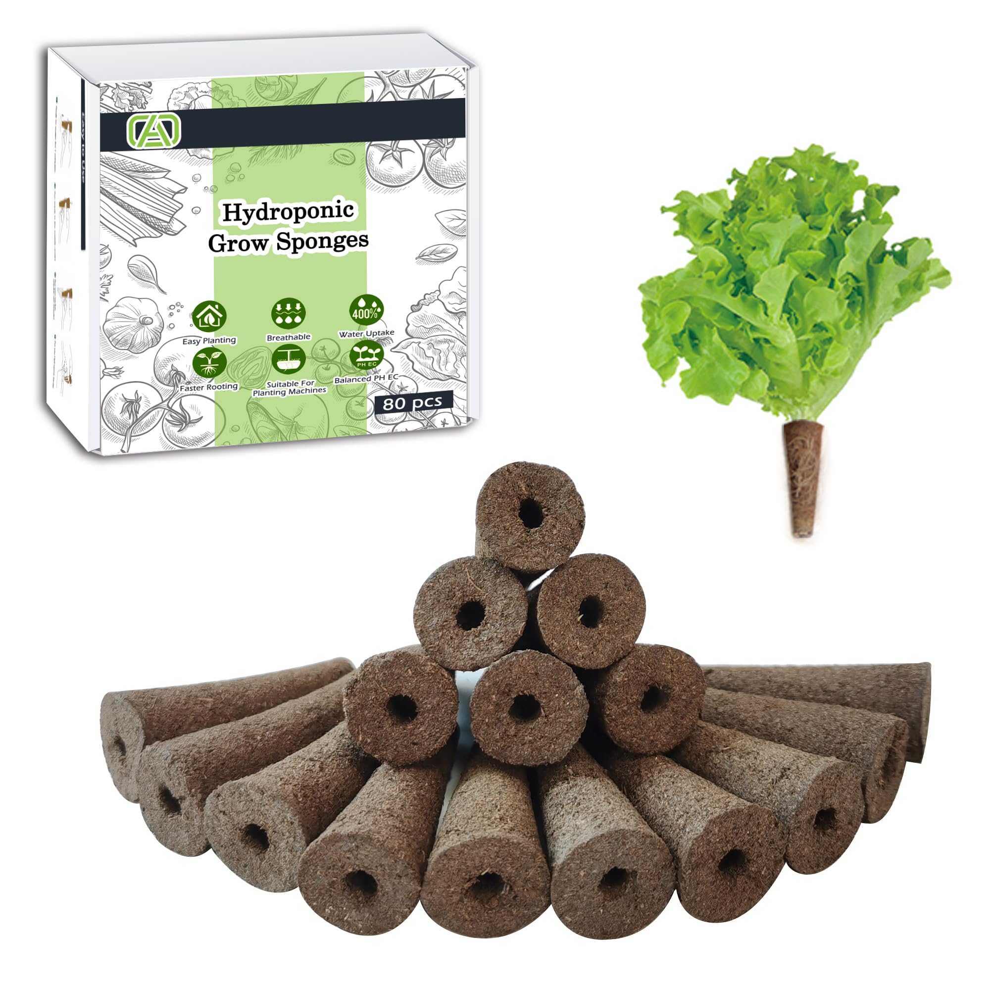 80pcs Grow Sponges Replacement Seed Pods Compatible with AeroGarden,iDOO Refill Pods for Hydroponics Growing System Supplies