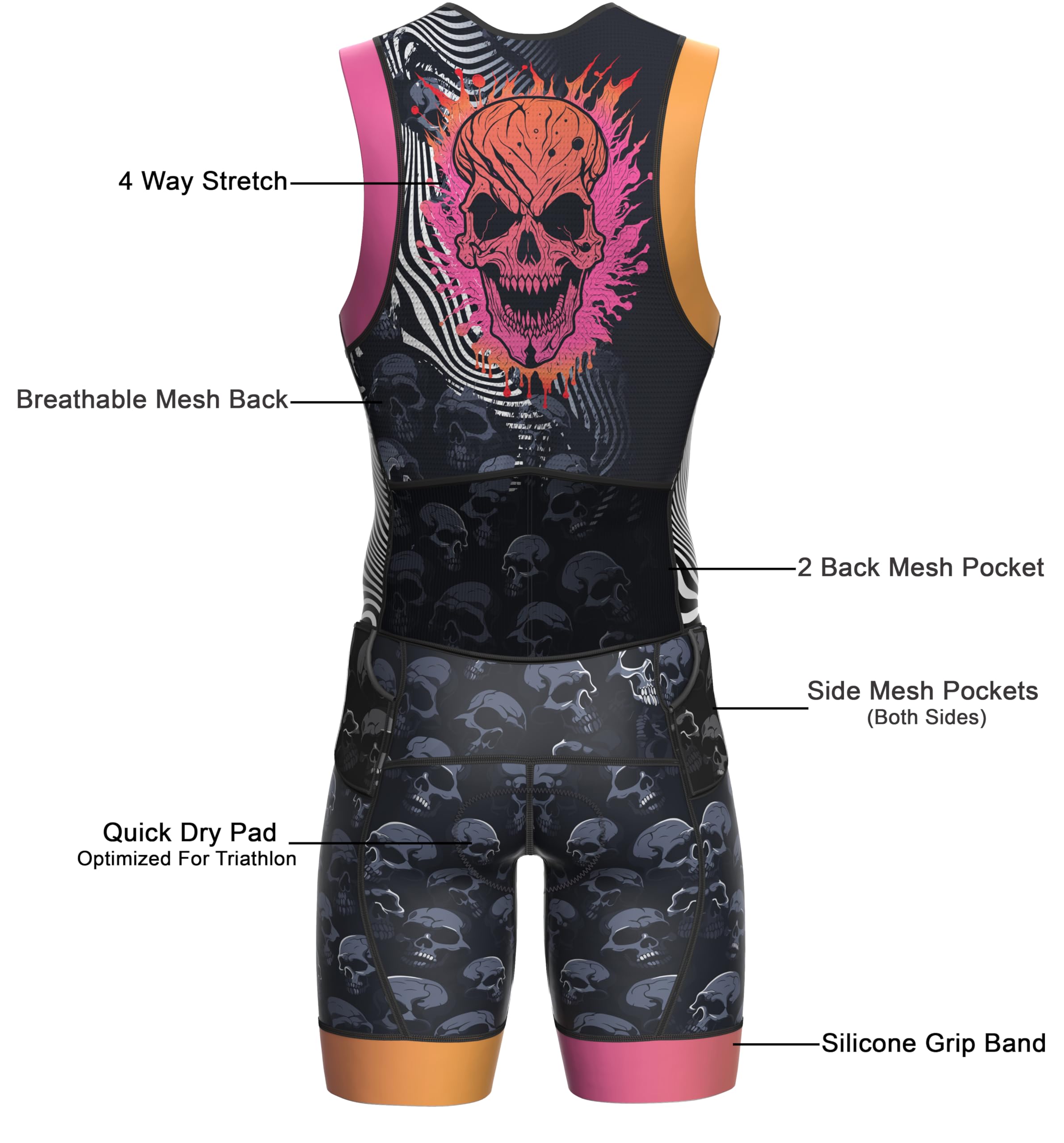 Wixen Triathlon-Anzug für Herren, atmungsaktiver und gepolsterter Tri-Anzug zum Schwimmen, Radfahren und Laufen, Renntags-Ausrüstung für Triathleten