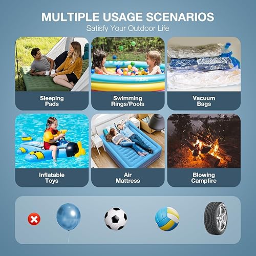 Miniatura 3 de Portable Air Pump for Inflatables, Ultra-Mini Air Mattress Pump 4X with 1600mAh Battery & Camping Light, USB Rechargeable Air Pump for Swimming