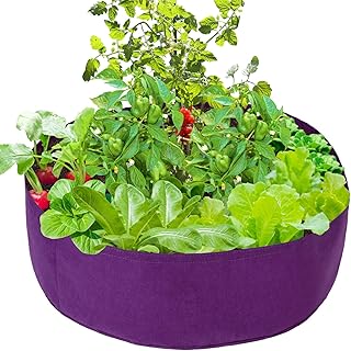 Mokyler Cama de jardim elevada redonda, saco de cultivo de plantas, canteiro elevado de tecido de feltro para plantas, canteiro de plantação elevado, plantador de jardim roxo elevado para plantas, plantador de vegetais para ervas, flores, plantas vegetais