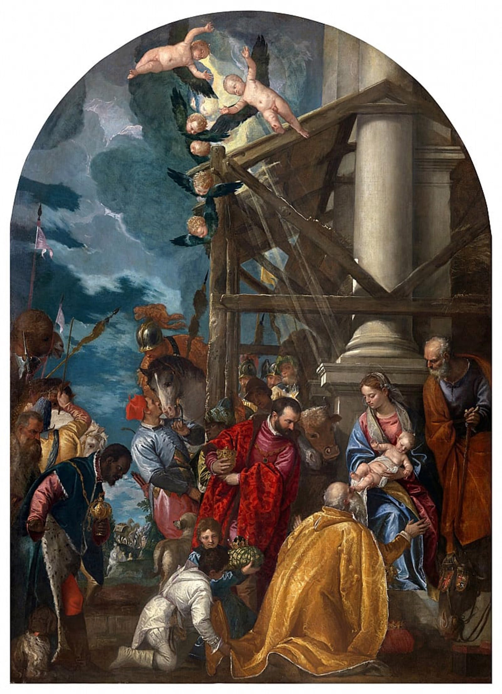 ARTXLXXBN Famous Painting Canvas Artwork Graffiti Print the Adoration of the Magi by Paolo Veronese Portrait Canvas Image for Home Decor 60x90cm