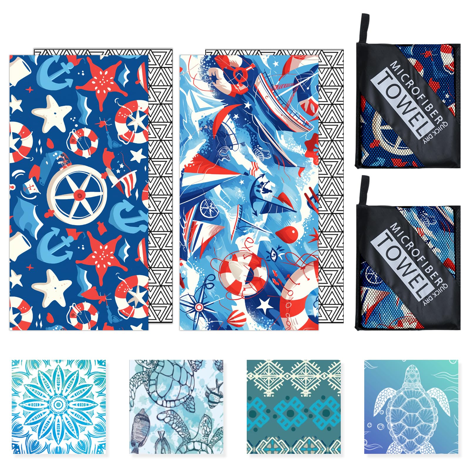 Startseite Microfibre Beach Towels for Adults, 2 Pack 180x100cm Lightweight Beach Towel Extra Large