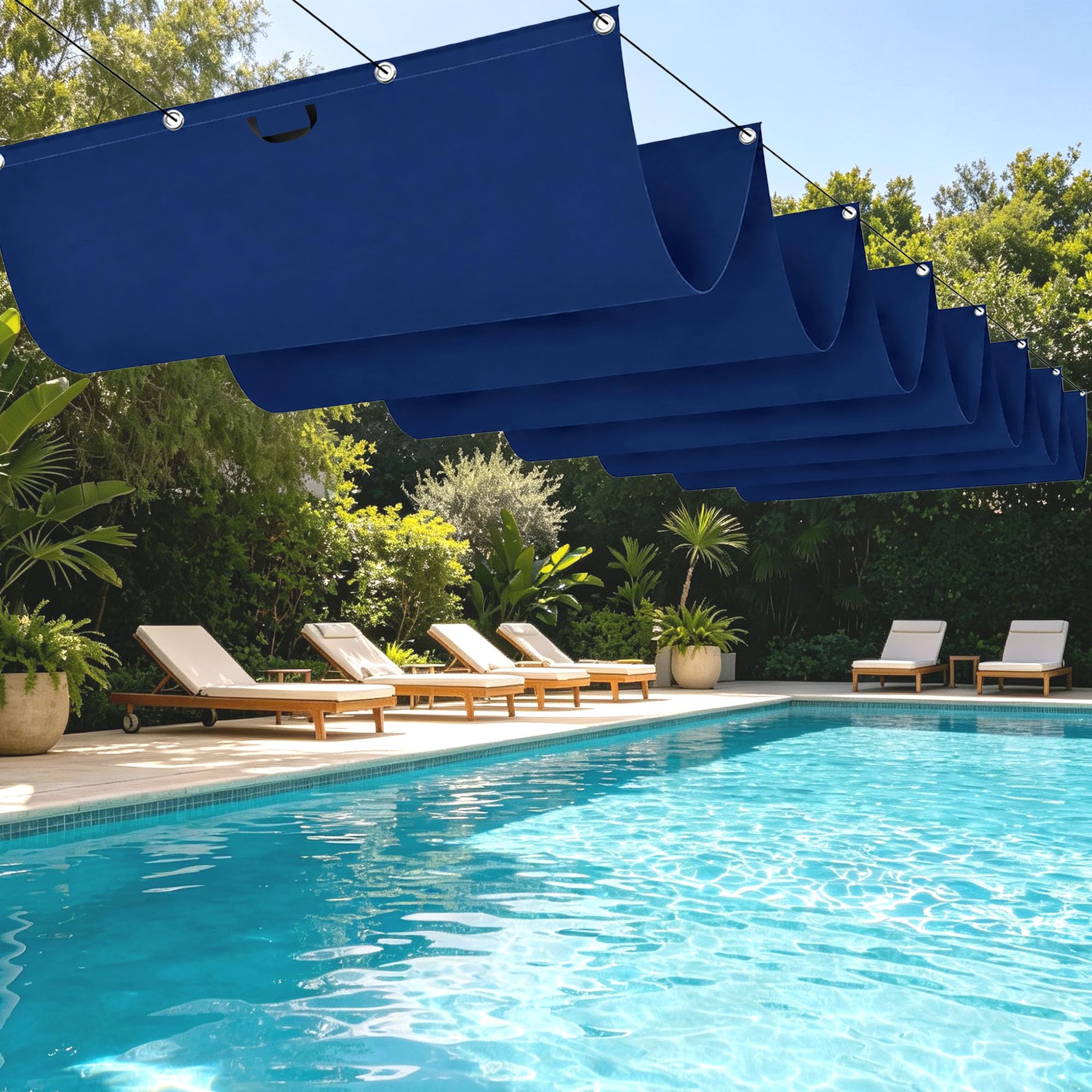 Toldo retráctils pérgola ajustable 100x100 cm impermeables lona de sombra azul oscuro