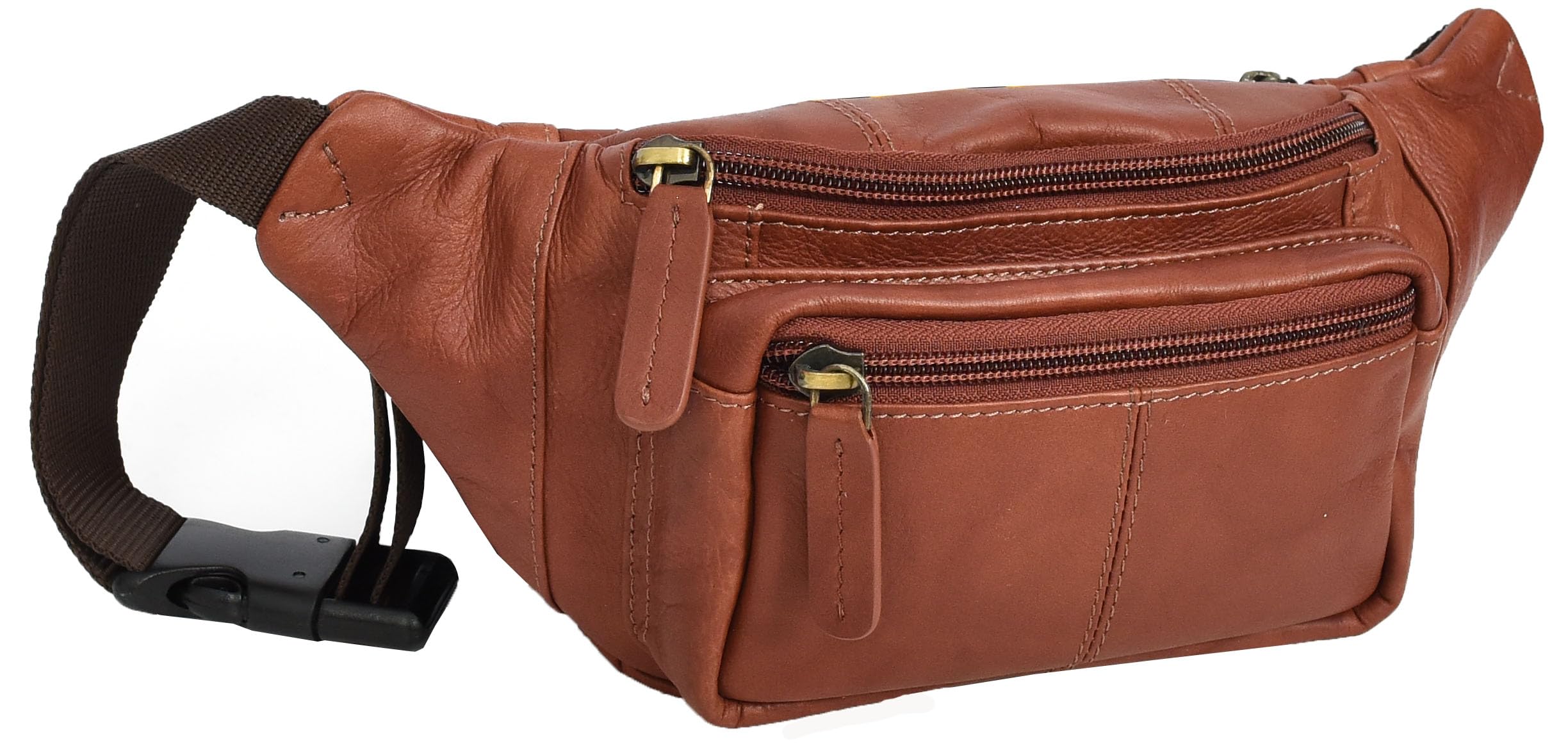 Genuine Leather Waist Bum Bag Compact Travel Organiser Pouch Turner (Brown)