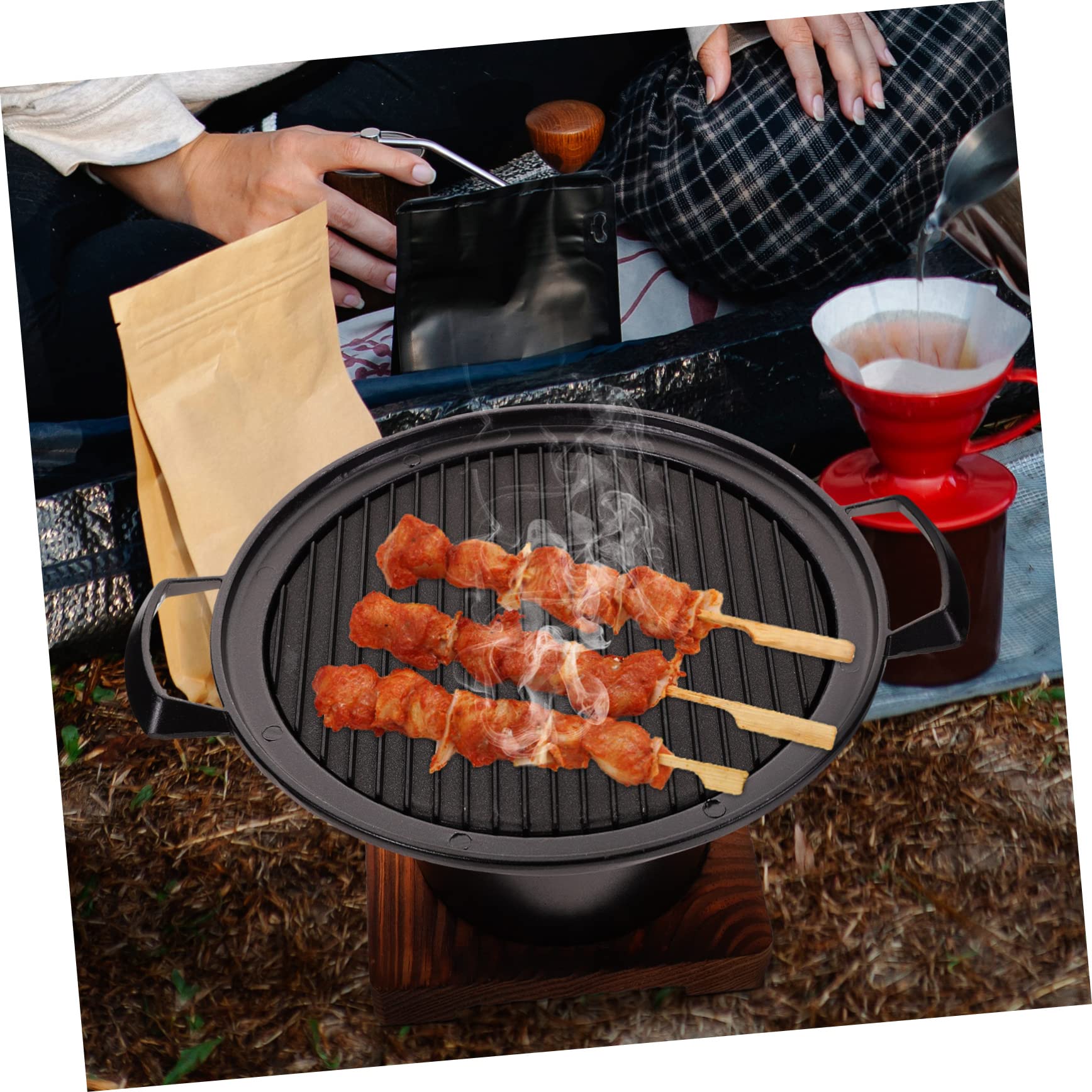 Garneck Portable Bbq Grill Mini Hibachi Grill for Camping Picnics Outdoor Cooking