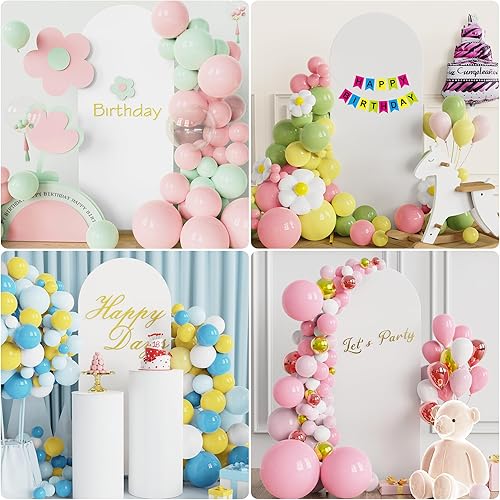 Miniatura 5 de Fomcet Cubierta de arco de boda de 4 pies, color blanco, de 2 caras, de elastano, ajustada, cubierta de arco de tela redonda para fiesta de