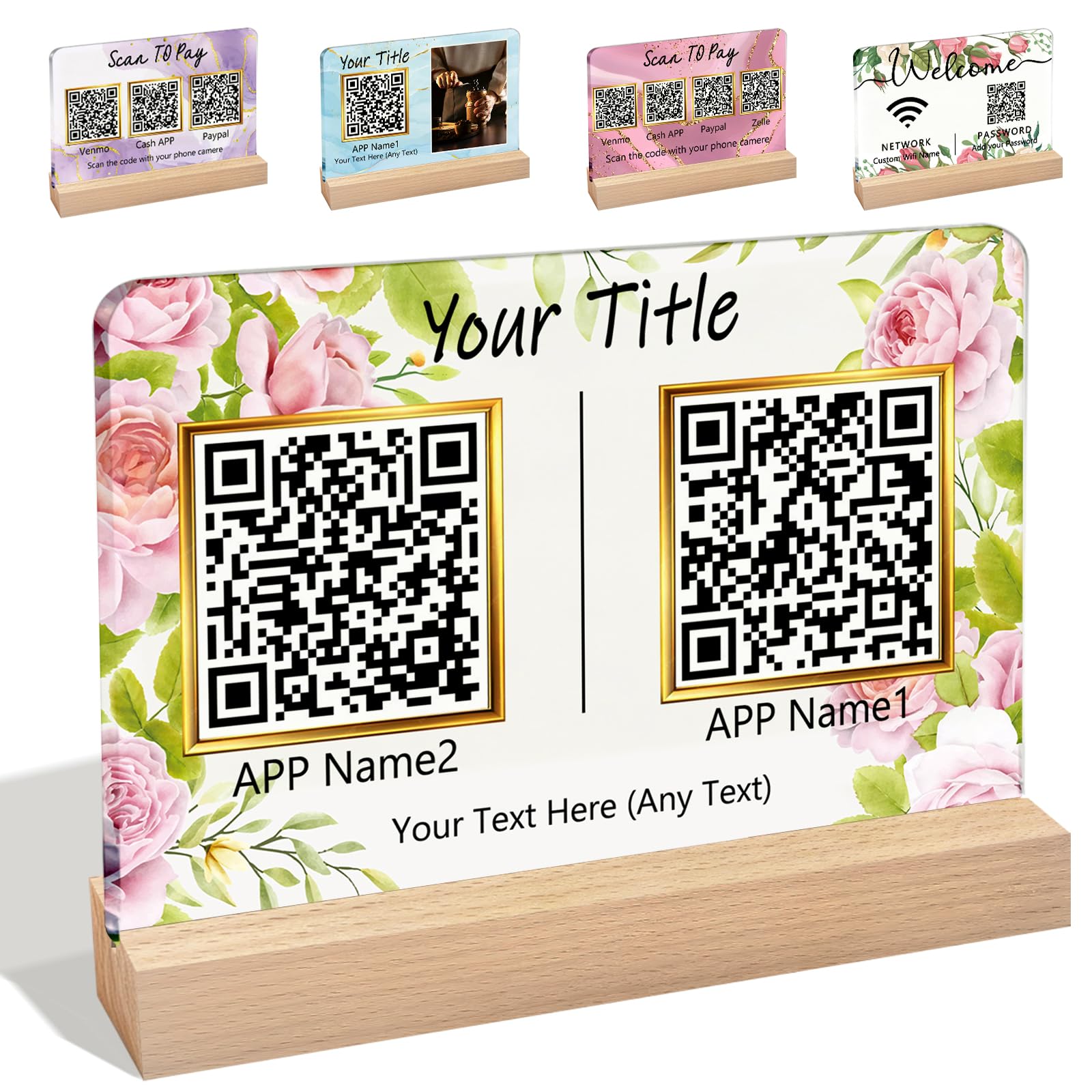 - Custom QR Code Sign Personalized Multi Business QR Display Code Scan to Pay Venmo Paypal Cash Zelle Customized Social Media Signs for Beauty Store Salon Hairdressers Acrylic Plaque