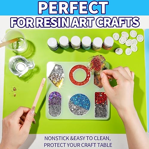 Vista 4 de LEOBRO Alfombrillas de silicona, 3 alfombrillas de silicona para manualidades, moldes de resina, tapete de masa de juego, tapete de silicona Azul