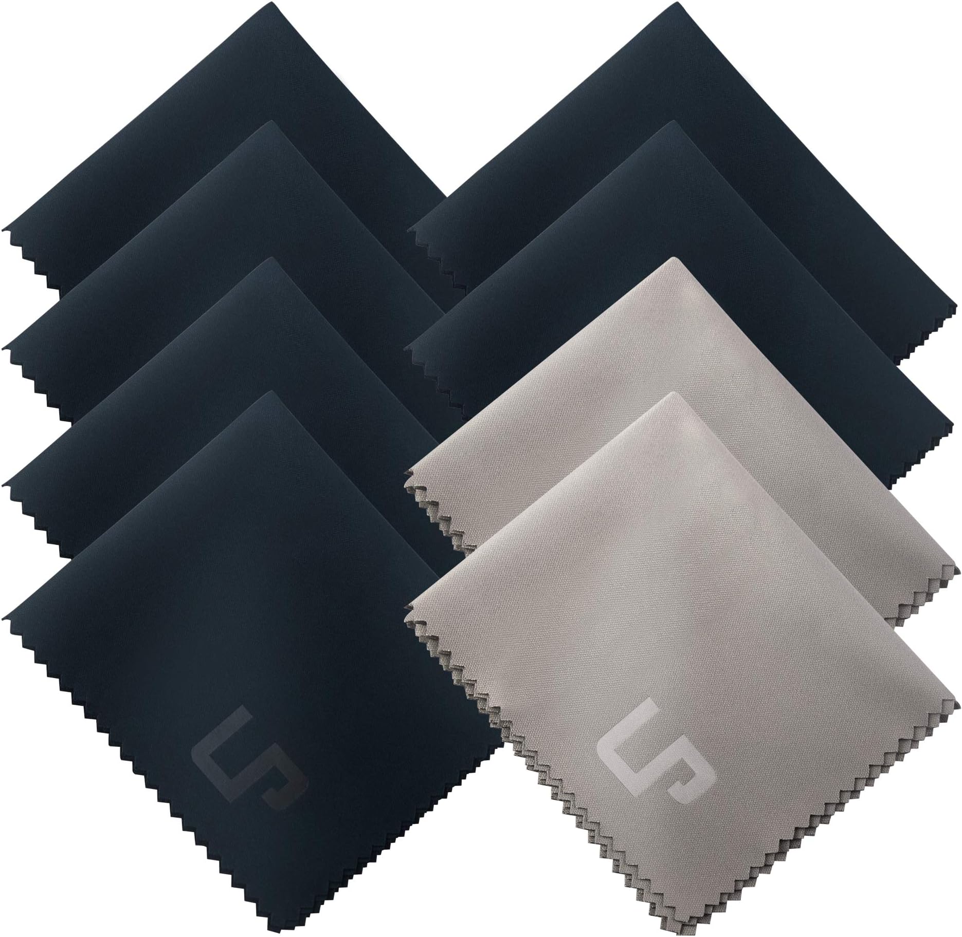 Premium Microfiber Cleaning Cloths, LP 8-Pack Including Blue & Grey Cloths for Camera White Balance for Lens, Eyeglass, TV, Tablet, Smartphone, Computer Screen, Mirror, Jewelry, Glassware & More