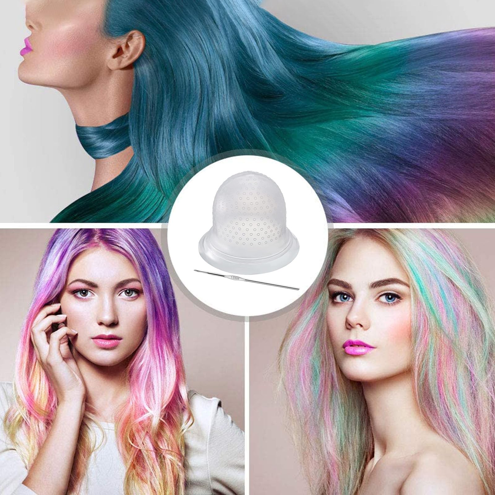 Strumenti Per La Colorazione Dei Capelli,Cappucci In Silicone Per Tinture Per Capelli,Cuffia Per Meches Con Ganci,Tappo Per Colorare I Capelli,25 Pezzi Kit Colorazione Di Tinture,Riutilizzabile,Kiuiom