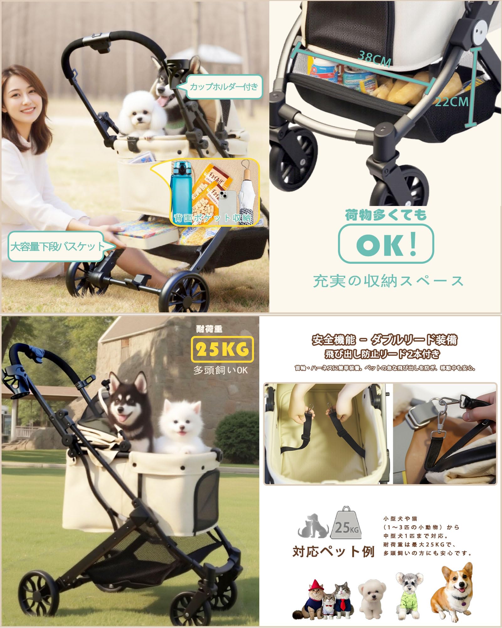 YOENBO ペットカート Amazon.co.jp: YOENBO ペットカート 小型犬・中型犬対応 対面/背面両用