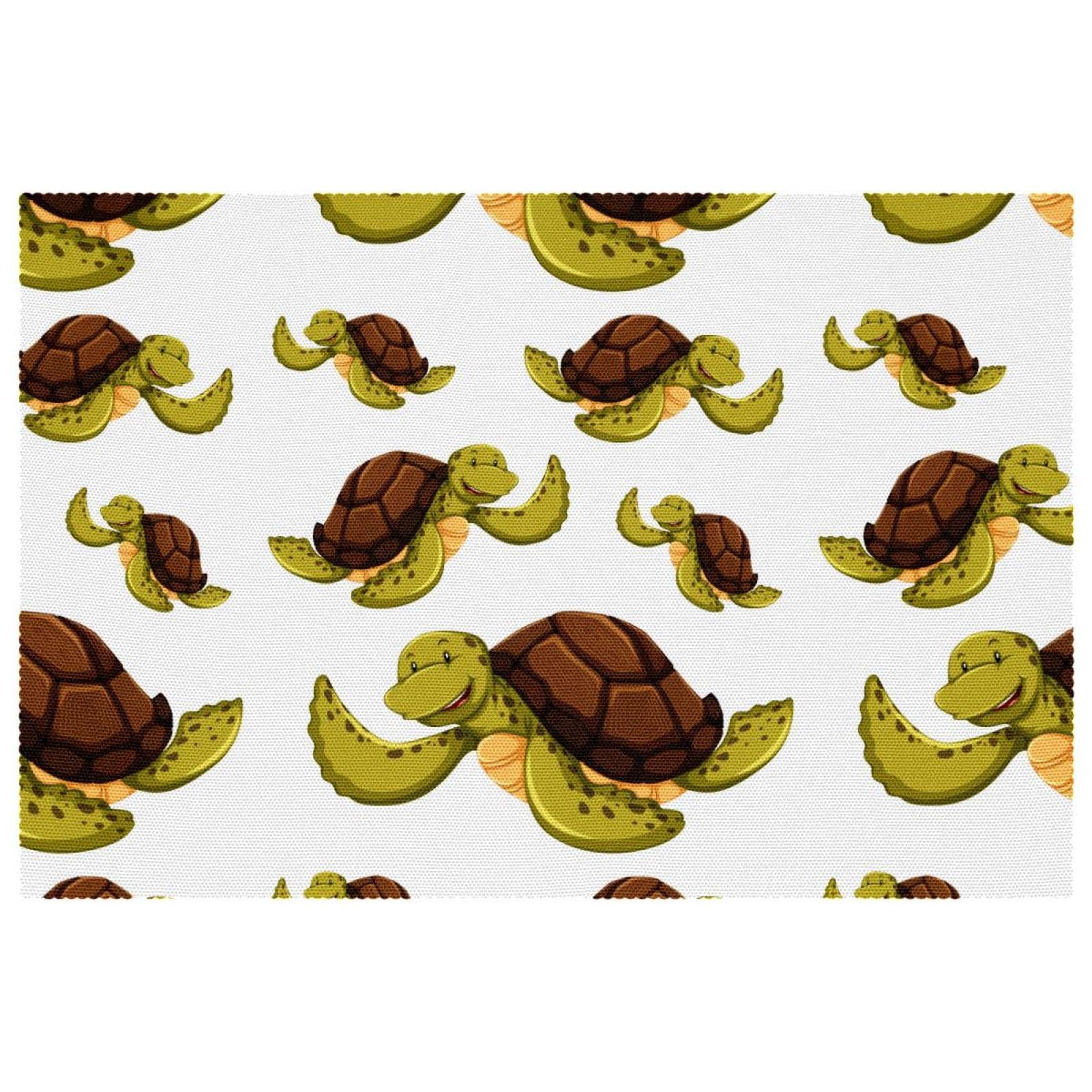 Sets de table tortue pour repas de famille sans stress : tissu lavable et facile à nettoyer