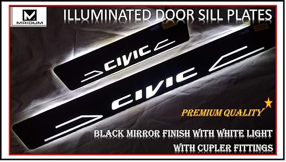 MRIDUM Door Sill/Scuff Foot Step Plates for Grand Civic (White)