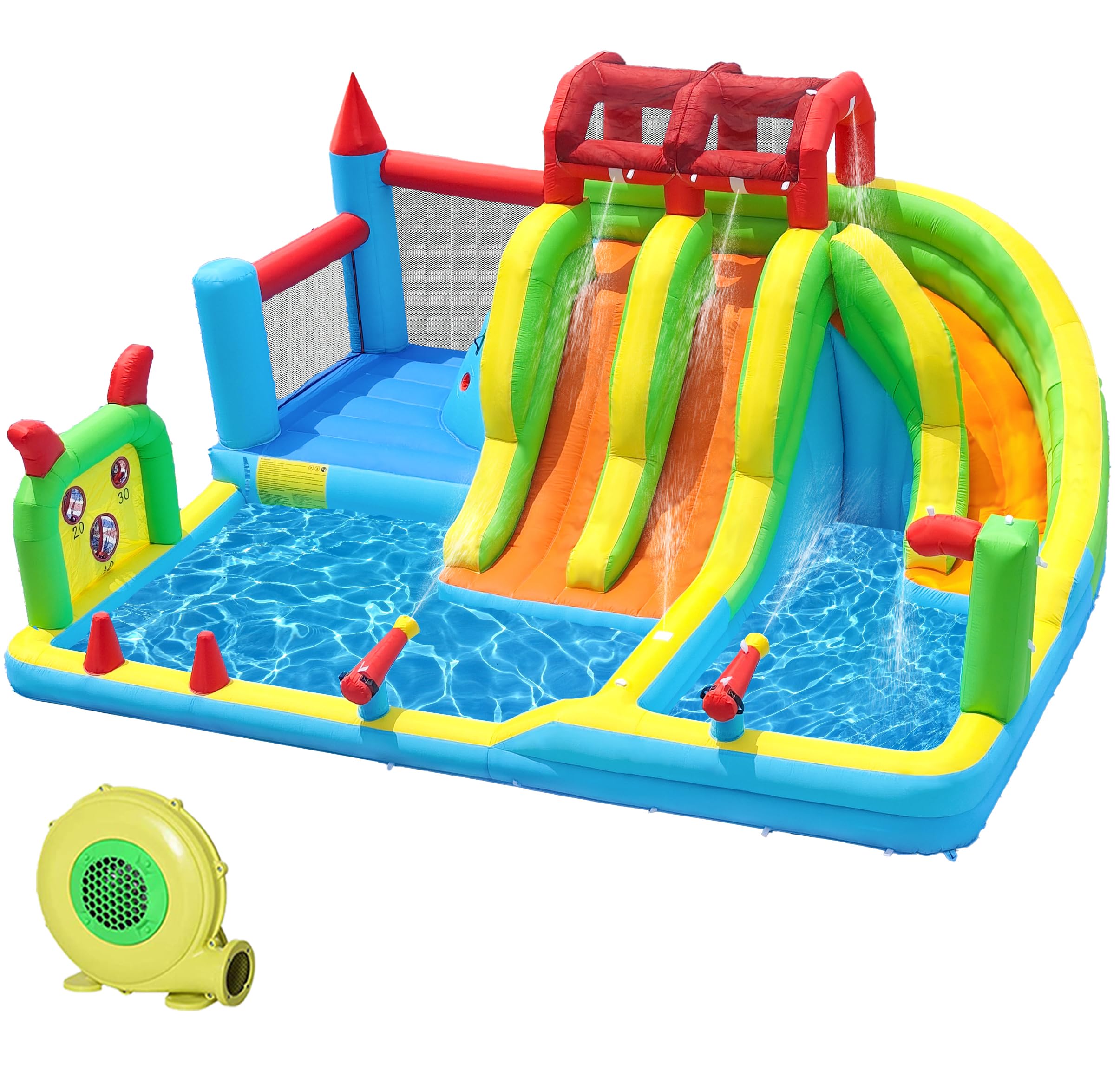 Photo 1 of ***ONLY BLOWER*** JOOLOOG Giant Inflatable Water Slide Park & Bounce House, 10-in-1 Combo with 3 Slides, Bounce Zone, 2 Pools for Kids