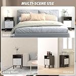 HOMCOM Nightstand Set of 2, Bedside Table with 2 Drawers and Open Storage, Modern End Table for Bedroom, Grey Brown