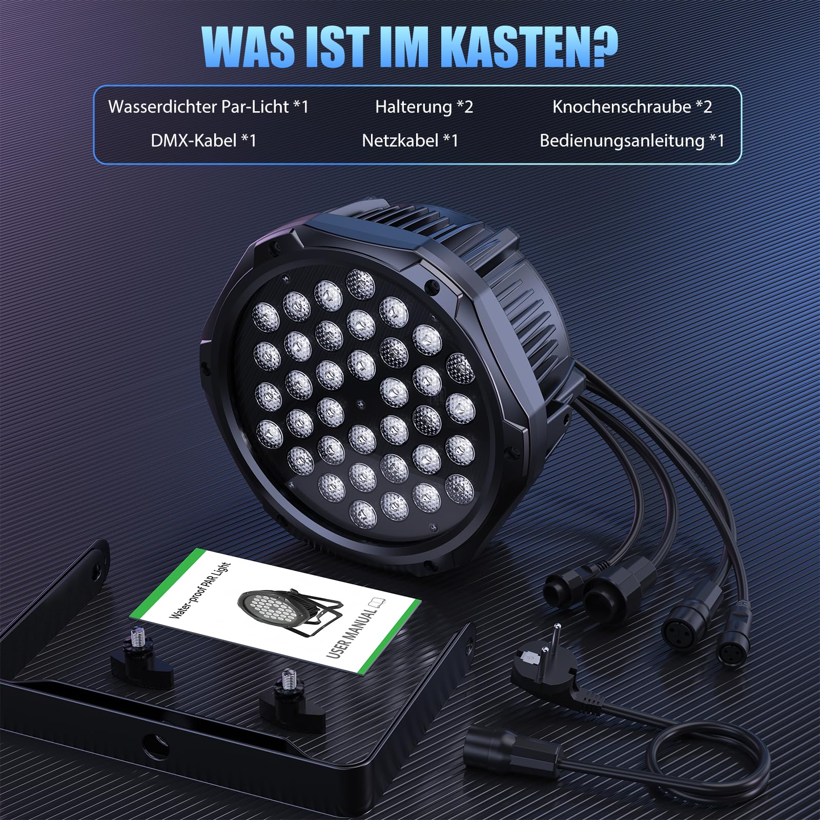 108W LED Par Strahler IP65 Wasserdichte, RGB 36 LED Bühnenlicht Outdoor D MX 3/7CH, Discolicht Partylicht für Regentage Events DJ Show Party Festivalauftritte Halloween Weihnachten