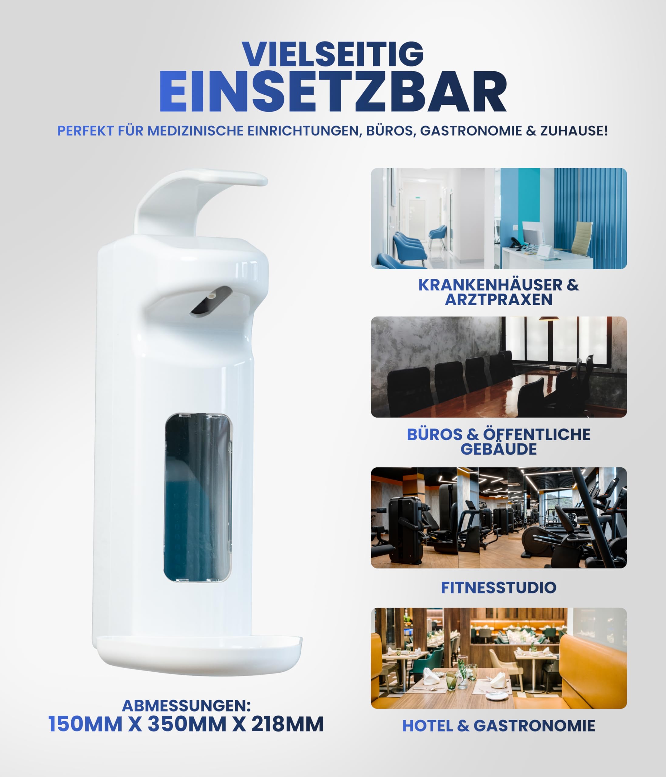 Desinfektionsspender SD2015-w,Armhebelspender manuell für 500-1000ml für Euro-Flaschen – Eurospender & Seifenspender Wandbefestigung, nachfüllbar – Made in Germany (Packung mit 2)