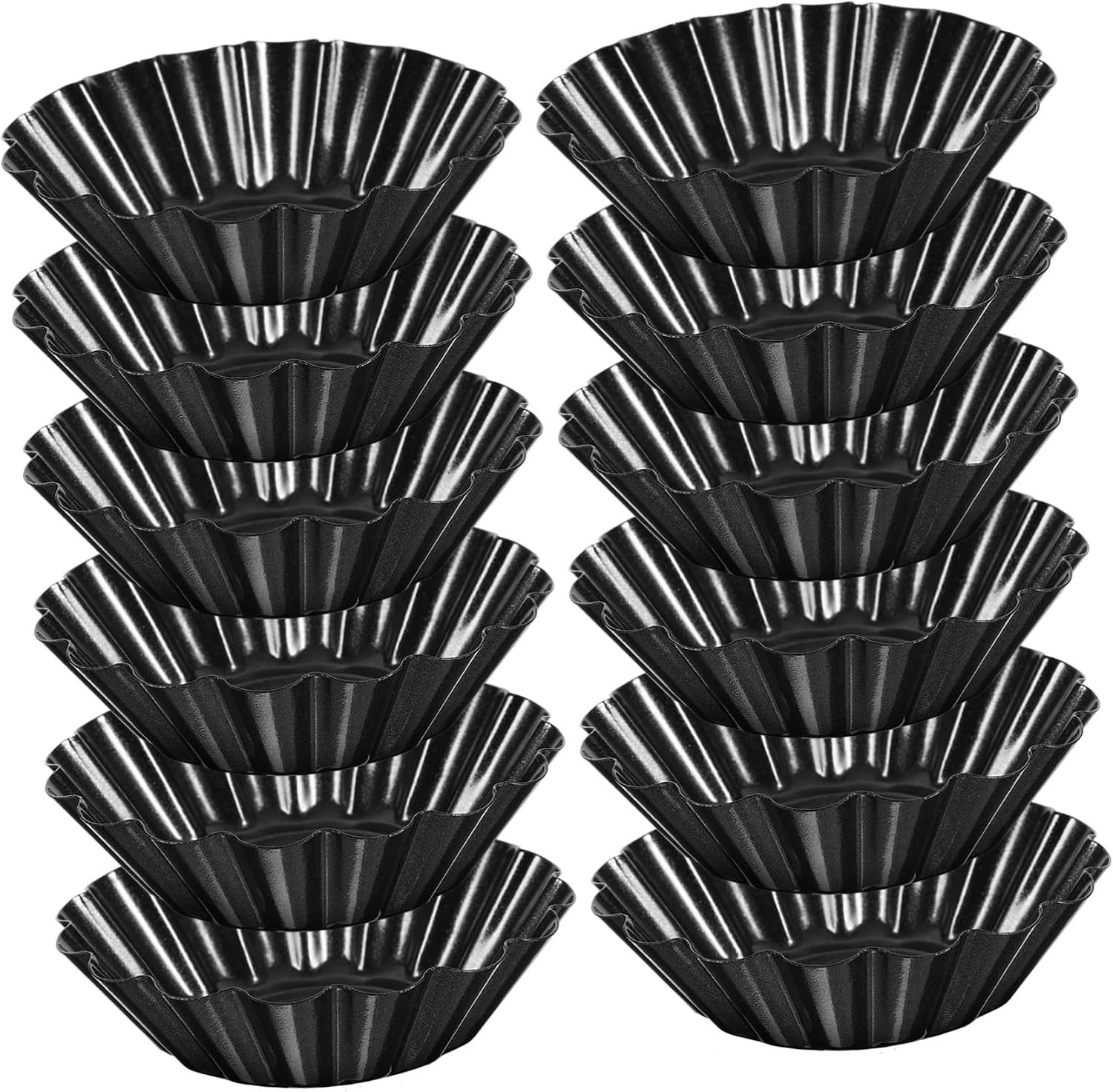 12-Piece Flower Tart Pans Set Non-Stick Carbon Steel Baking Molds for Cupcakes and Muffins for DIY Desserts and Pastries Kitchen