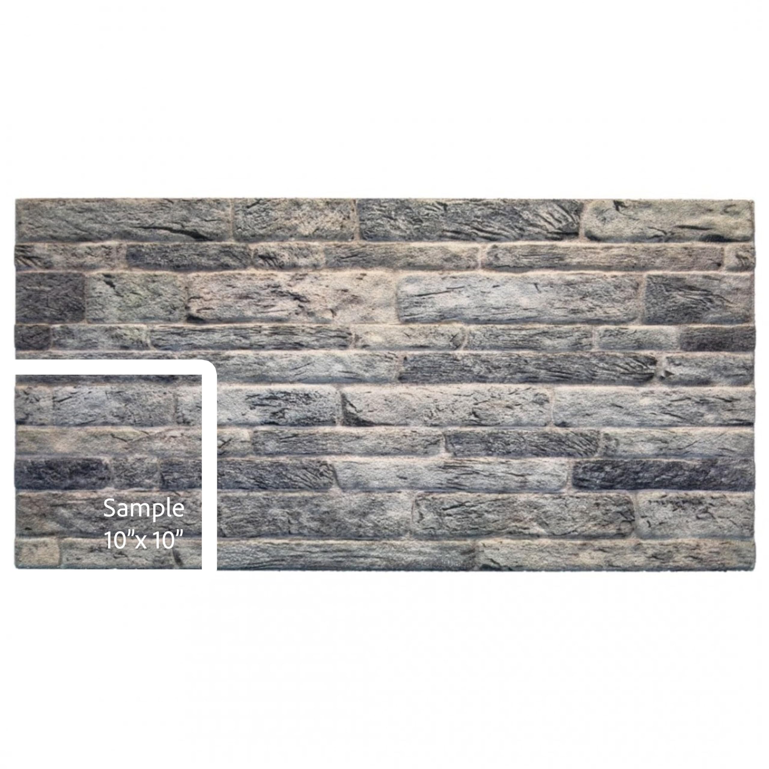 Dundee Deco 3D Wall Panels Faux Brick - Cladding Light Grey Stone Look Wall Paneling, Styrofoam, Sample, Size 10 x 10 in.