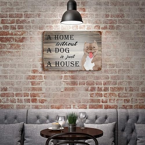 Miniatura 4 de Placa de metal con texto en inglés «A House Without A Dog Is Just A House» con texto en inglés «American Bully Dog», decoración rústica para pared