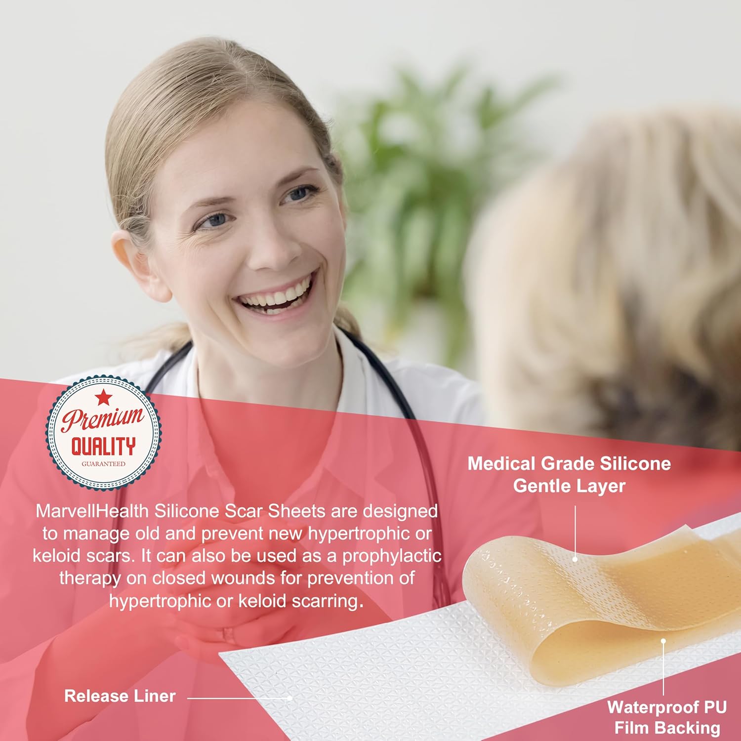 Silicone Scar Sheets 1.6”x 60”, Medical Grade Silicone Scar Tape, Reusable, Away Scar Treatment, Scar Removal Strips for Keloid, C-Section, Surgery, Burn, Acne - Image 3