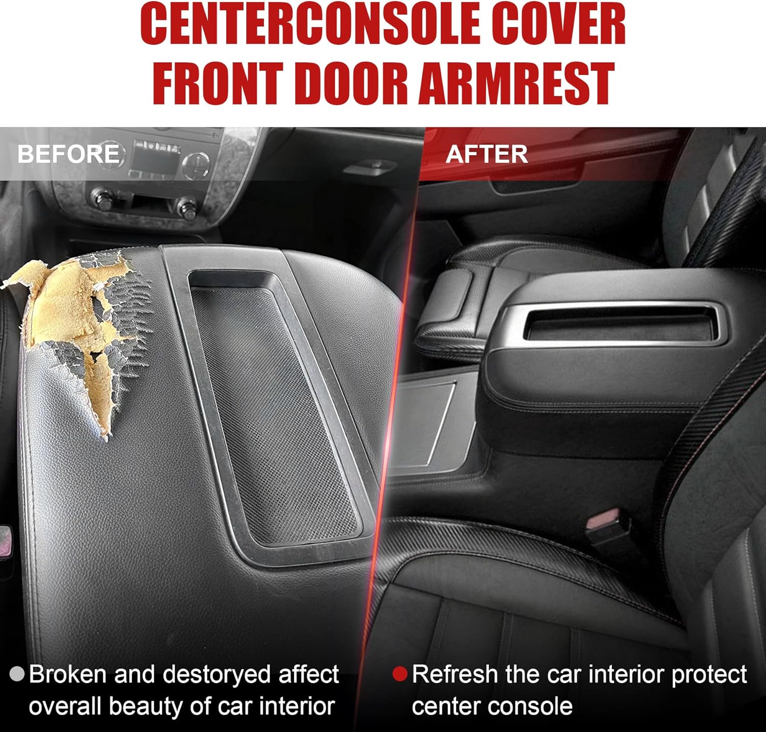 Center Console Armrest Lid Box Cover Compatible with 2007-2014 Chevy Silverado Avalanche Tahoe Suburban 1500 2500 GMC Sierra Yukon XL Replaces 15217111 15941534 19328718 Black