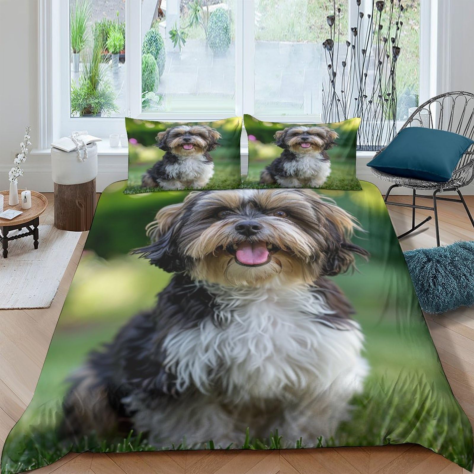 Housse de couette Shih Tzu 200x200 cm en microfibre respirante de qualité hôtelière supérieure