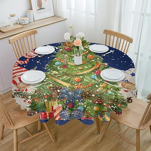Miniatura 9 de ZOE GARDEN Christmas Flower Round Tablecloth Waterproof & Stainproof Tablecloths, Wipeable Table Cloth Wrinkle-Free for DiningPartyWedding Red Pink