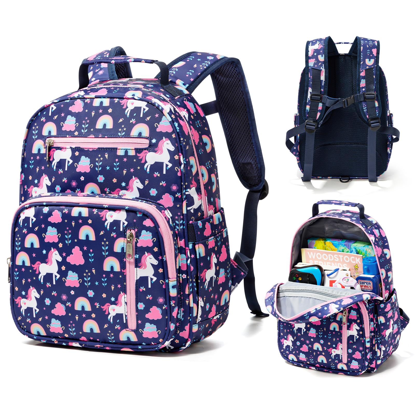 kibachev Mochila Escolar Niña/Niño 15l, Mochila Infantil 4-5-6 Años, Ligera Mochila Niño Primaria, Mochila Dinosaurio Colegio