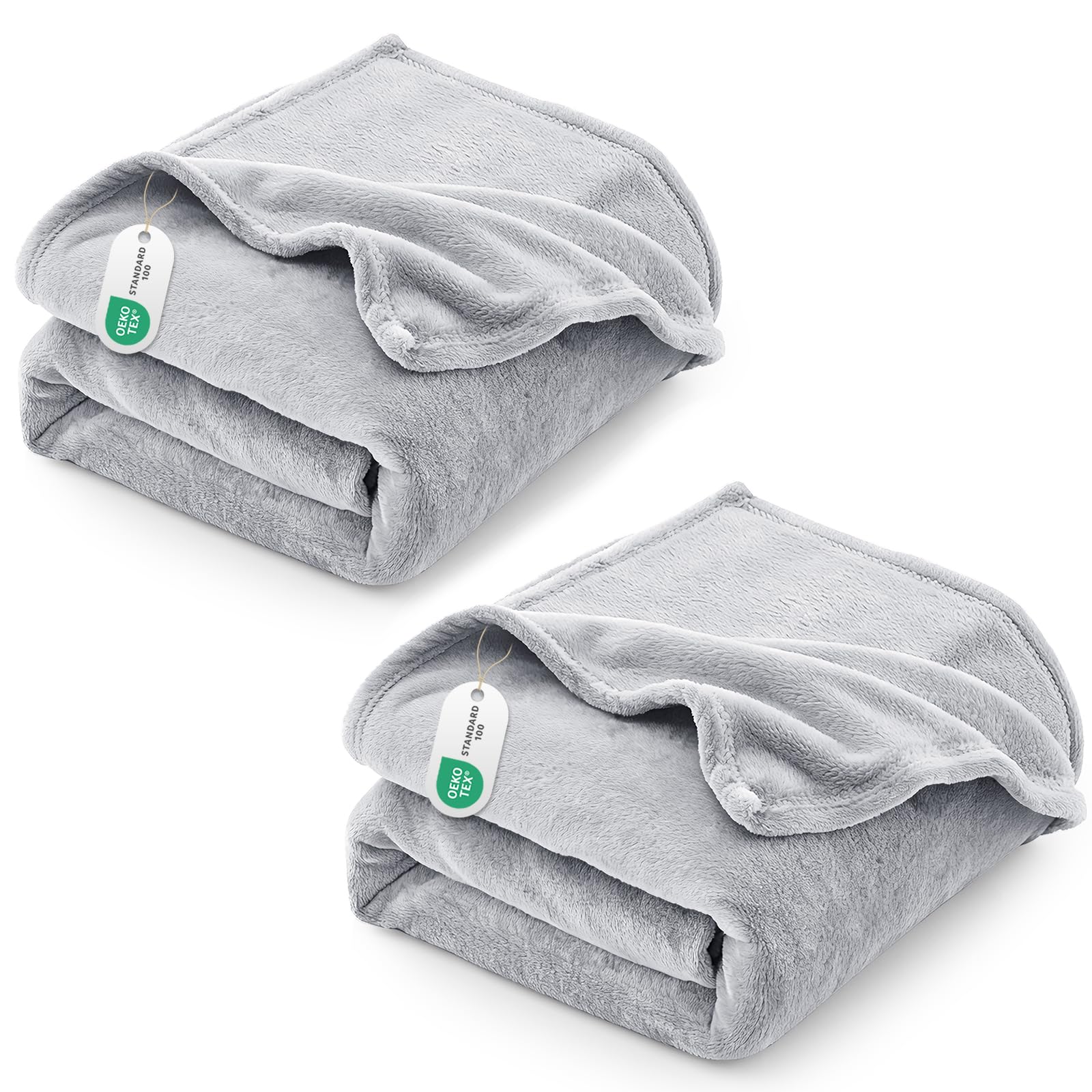 CozyLux Flanell Decken - Extra weiche 100% Mikrofaser Reversible Hundebettdecke - Atmungsaktive graue Decke