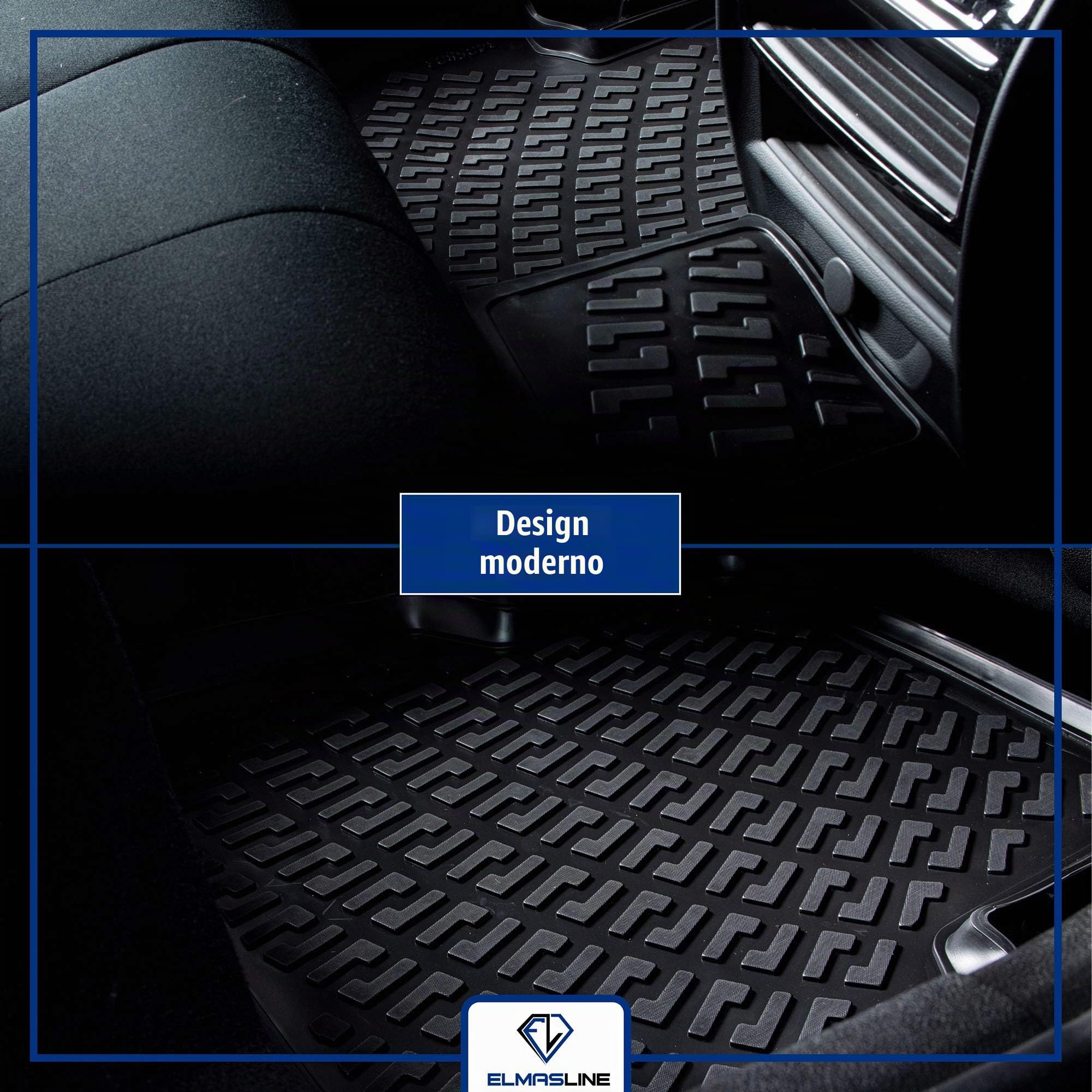 ELMASLINE 3D Tappetini Gomma per Ford Focus 3 MK3 2010-2014 | Bordo Extra Alto | Tappetini Auto
