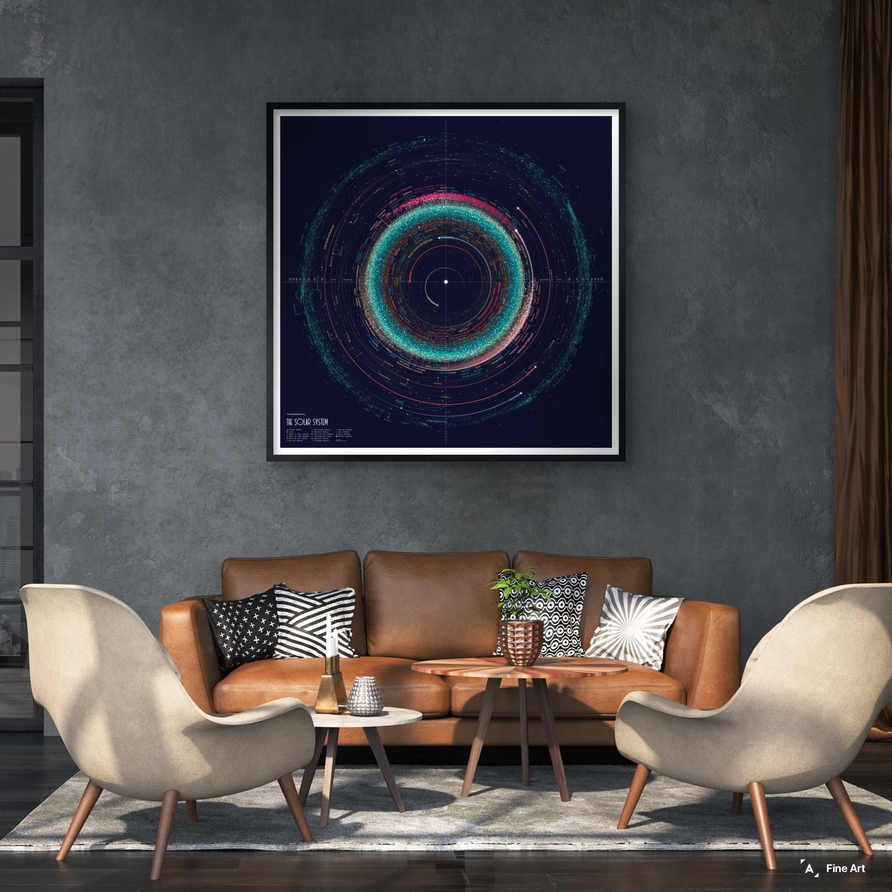 Astrography Posters - An Orbit Map of the Solar System - Wandkunst Weltraum Deko für Büro, Wohnzimmer, Schlafzimmer - NASA und Astronomie thematische Geschenke (fine, 61 x 61 cm)