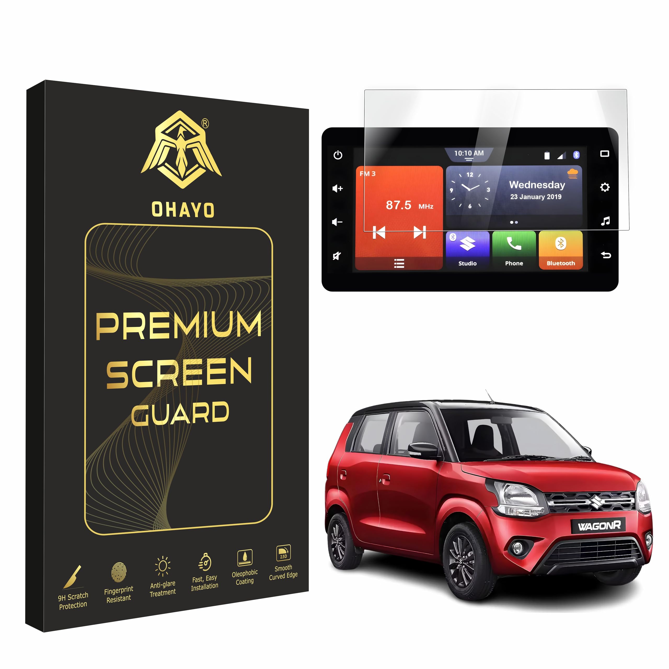 OHAYO Military Strength Screen Protector For Maruti Suzuki Wagon R ZXI Plus 2022 9H+ Hardness, Strong Protection, Full Screen Edge-to-Edge Cover, Scratch Resistant, Bubble-Free Installation, Ultra HD Clarity,With installation kit-image-17
