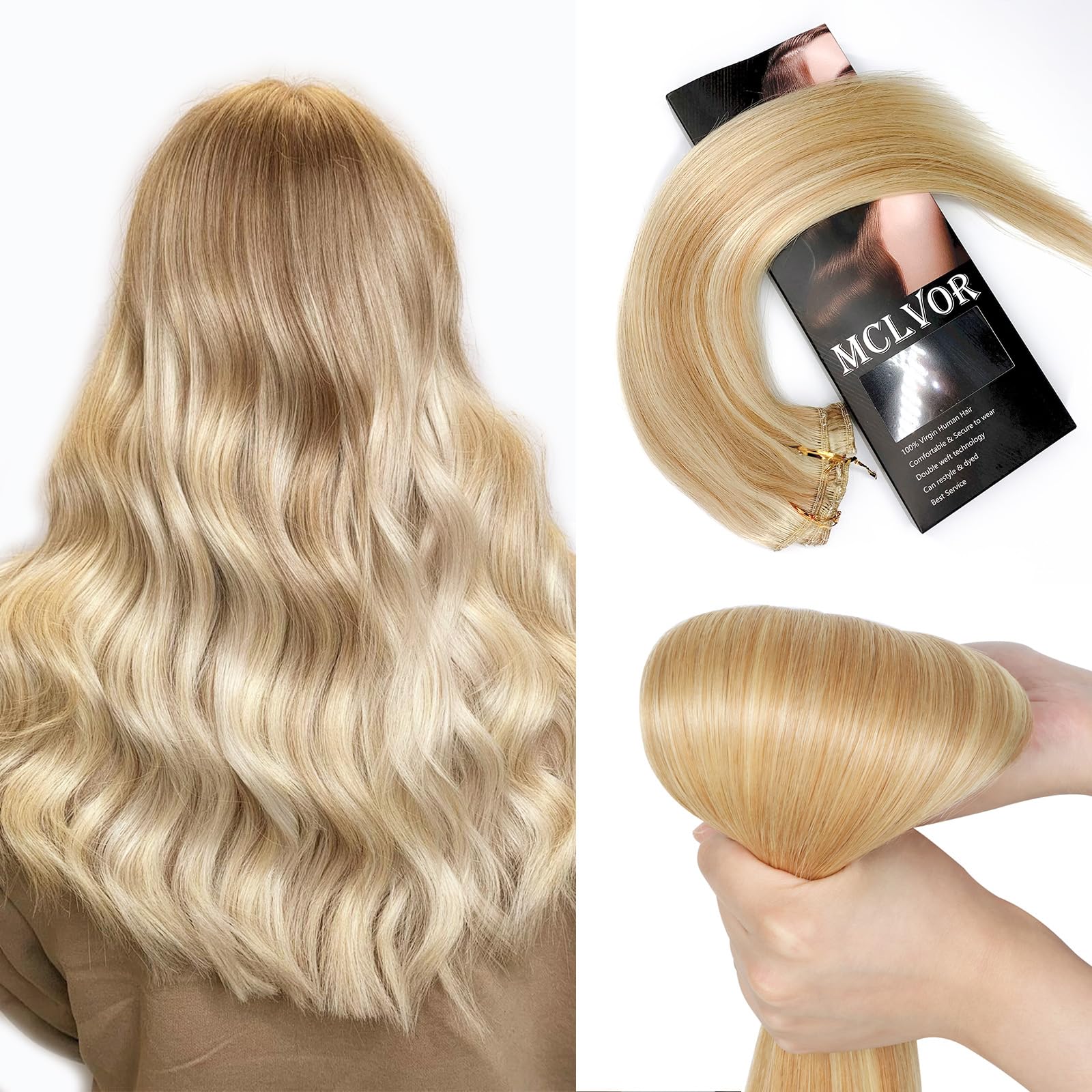 Clip In Hair Extensions 7 Pieces 70g Real Human Hair Straight Double Weft Benehair 100% Real Remy Human Hair Extensions Clip In 7  main image 4