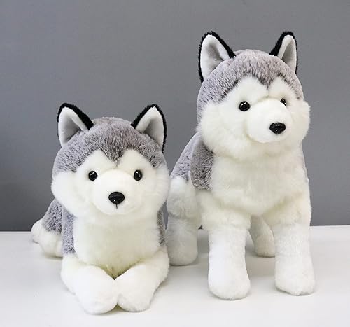Miniatura 2 de Ice King Bear 2 piezas de peluche de Huskies siberianos de pie y acostado