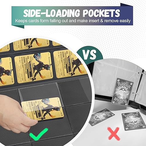 Miniatura 6 de Carpeta para tarjetas coleccionables, álbum de tarjetas de carga lateral de 9 bolsillos con capacidad para hasta 540 tarjetas, carpetas de tarjetas