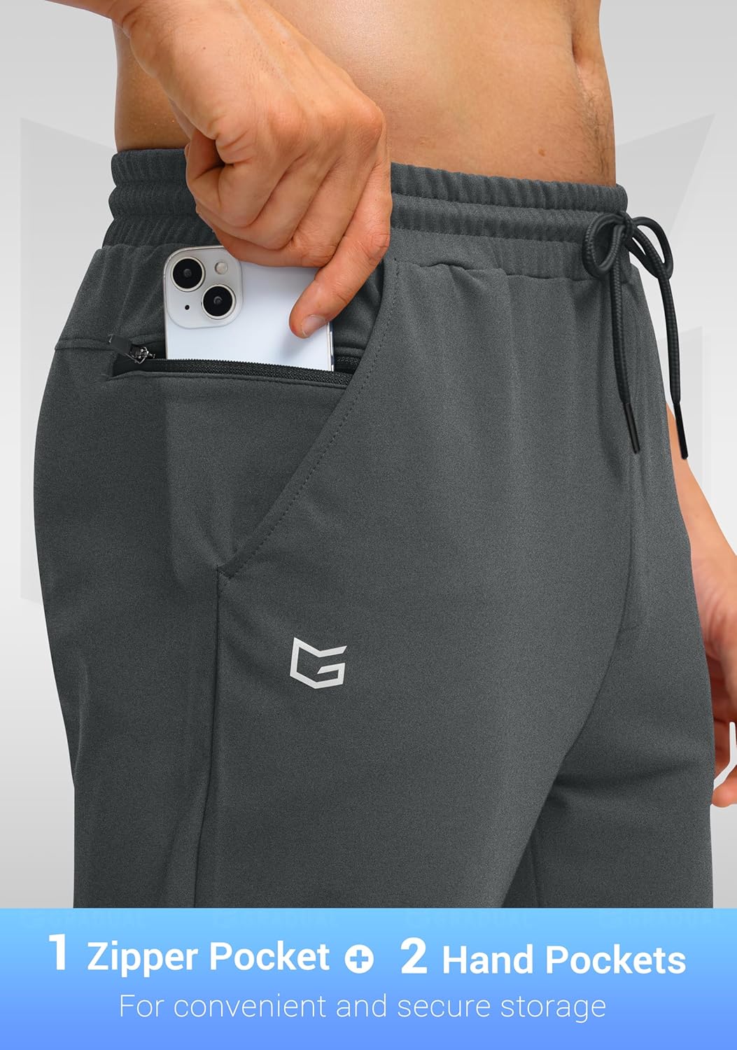 G Gradual Men's Fleece Lined Athletic Pants with Zipper Pocket Winter Warm Joggers Water Resistant Running Sweatpants for Men - Image 4